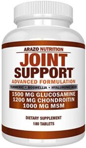 Glucosamine Chondroitin Turmeric Msm Boswellia – Joint Assist Supplement for Reduction 180 Tablets – Arazo Nourishment