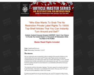 Posting Master Series :: 15000 No Restriction PLR Article content Pack