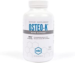 NBI Osteo-K Bone Guidance | Vitamin D & K Intricate with Calcium Citrate Health supplement | 45mg Vitamin K2 (MK4) for Strong Bone Wellbeing & Function | 180ct Veggie Capsules