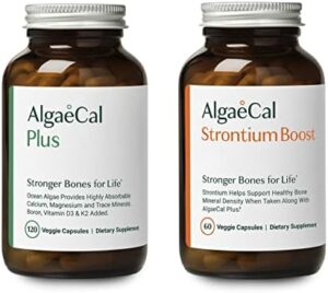 AlgaeCal – Bone Builder Pack for Bone Density, Calcium Health supplement & Strontium for Girls & Gentlemen with Vitamin K2, D3, Magnesium & 13 Minerals, Effortless to Swallow Veggie Caps