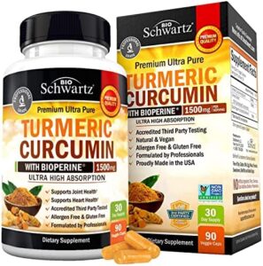 Turmeric Curcumin with BioPerine 1500mg – Pure Joint Help with 95% Standardized Curcuminoids & Black Pepper Extract for Ultra Higher Absorption & Efficiency – Non GMO – Gluten Cost-free – 90 Capsules