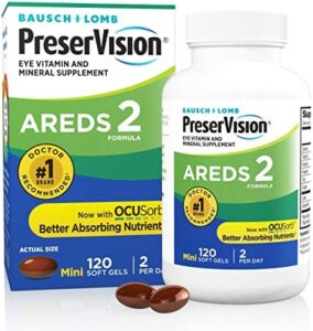 PreserVision AREDS 2 Eye Vitamin & Mineral Nutritional supplement, Is made up of Lutein, Vitamin C, Zeaxanthin, Zinc & Vitamin E, 120 Softgels (Packaging Might Differ)