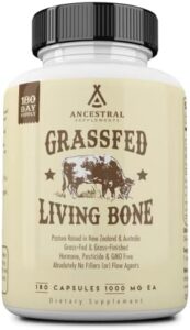 Ancestral Dietary supplements Grass Fed Beef Living Bone Supplement, Bone Food Capsules Assistance Bone Overall health, Oral and Joint Wellness and Versatility, Non-GMO, 180 Capsules