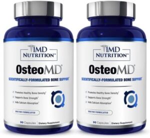 1MD Nutrition OsteoMD for Extensive Bone Assist | with Calcium Hydroxyapatite, Vitamin D3 & K2 | 180 Capsules (2-Pack)