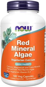 NOW Supplements, Red Mineral Algae Additionally Vitamin D-2, Joint Wellness*, 180 Veg Capsules