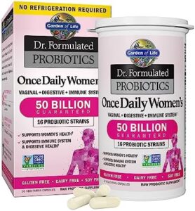 Dr. Formulated Probiotics for Gals & Prebiotics, 50 Billion CFU for Women’s Daily Digestive Vaginal & Immune Wellness, Garden of Lifestyle 16 Probiotic Strains Shelf Steady No Gluten Dairy Soy, 30 Capsules