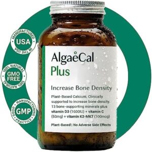 ALGAECAL In addition – Natural Crimson Algae Calcium Dietary supplement, Vitamin K2 MK7 (100mg), Vitamin D3 (1600 IU), Magnesium (250mg) & Trace Minerals, for Bone Health & Power, Effortless to Swallow, 120 Veggie Caps