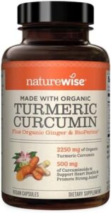 NatureWise Curcumin Turmeric 2250mg | 95% Curcuminoids & BioPerine Black Pepper Extract | Sophisticated Absorption for Joint Aid [2 Month Supply – 180 Count]